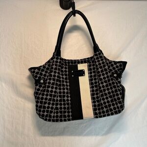 Kate Spade Stevie Classic Noel black and white geometric canvas shoulder bag